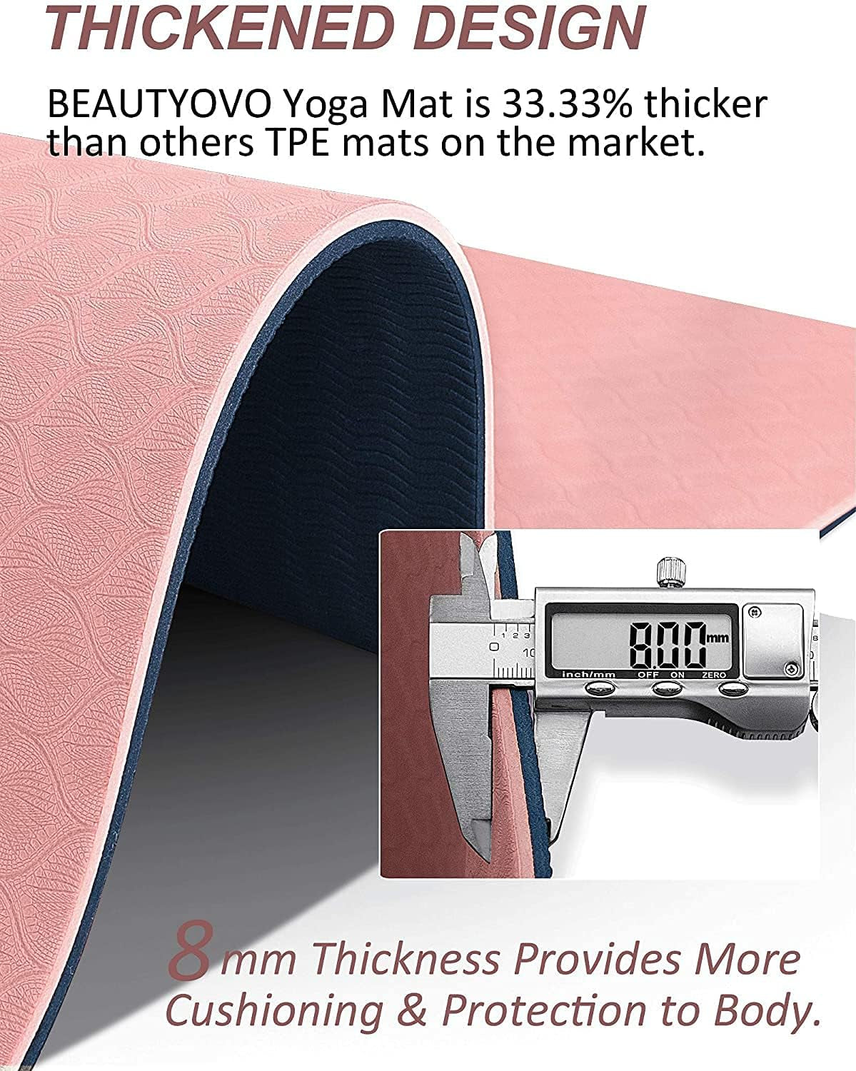 Yoga Mat with Strap, 1/3 Inch Extra Thick Yoga Mat Double-Sided Non Slip, Professional TPE Yoga Mats for Women And Men