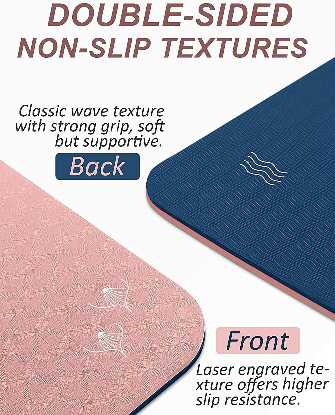 Yoga Mat with Strap, 1/3 Inch Extra Thick Yoga Mat Double-Sided Non Slip, Professional TPE Yoga Mats for Women And Men