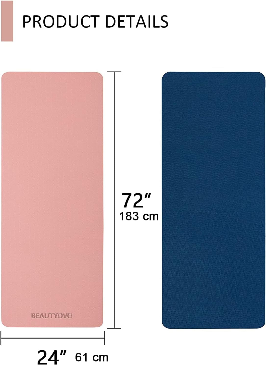Yoga Mat with Strap, 1/3 Inch Extra Thick Yoga Mat Double-Sided Non Slip, Professional TPE Yoga Mats for Women And Men